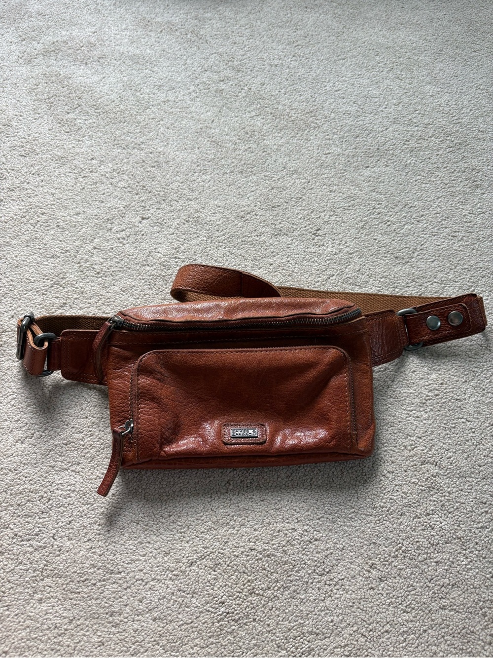 Spikes & Sparrow "Oregon" Genuine Leather Hip Bag Belt Bag Brandy Cognac